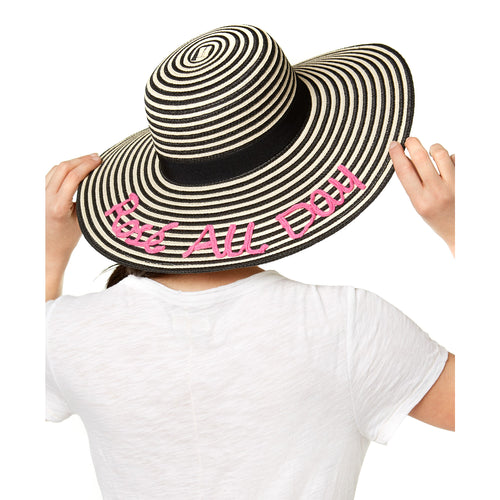 August Hat Company Womens Rosé All Day Floppy Hat (Black/Natural, One Size)