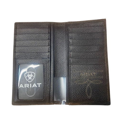 Ariat Mens Shield Logo Concho Rodeo Wallet Checkbook Cover, Brown Rowdy