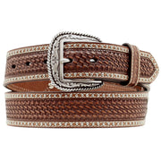 Ariat Mens Basketweave Diamond Concho Leather Belt, 44