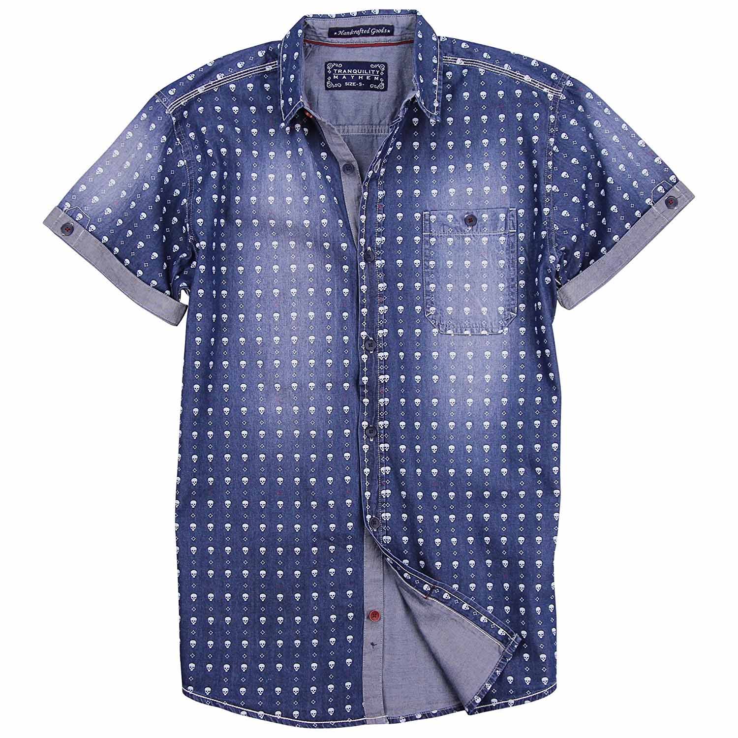 Tranquility Mayhem Men's Short Sleeve Button Down Shirt