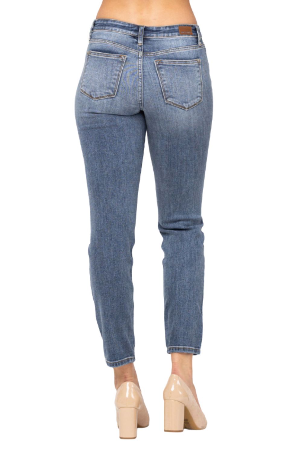 Judy Blue Womens Mid Rise Classic Slim Fit Denim Jeans