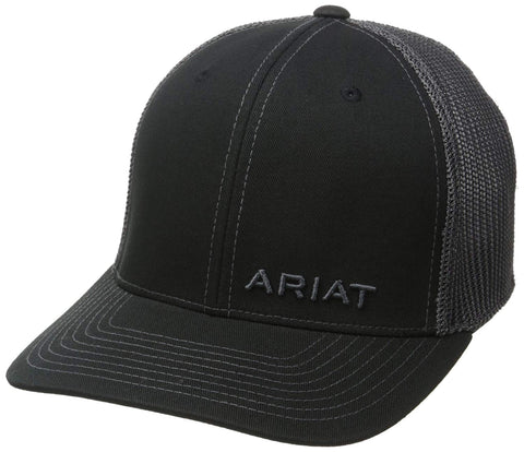 ARIAT Mens Authentic Logo Patch Adjustable Mesh Back Baseball Cap, Denim