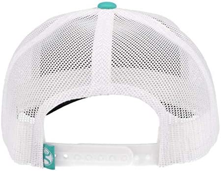 Hooey Mens Saloon Adjustable Snapback Trucker Mesh Back Hat, Teal/White