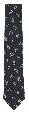 Sean John Mens Silk Printed Neck Tie (Geometric Shapes,Black)