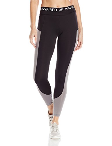 Energie Juniors Lola Mesh Inset Active Legging with Verbiage Waistband, Black/Grey, S