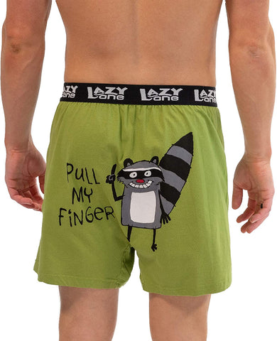 Lazy One Mens Humorous Pull My Finger Printed Boxers