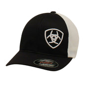 Ariat Mens Offset Embroidered Shield Logo Mesh Flexfit Baseball Cap