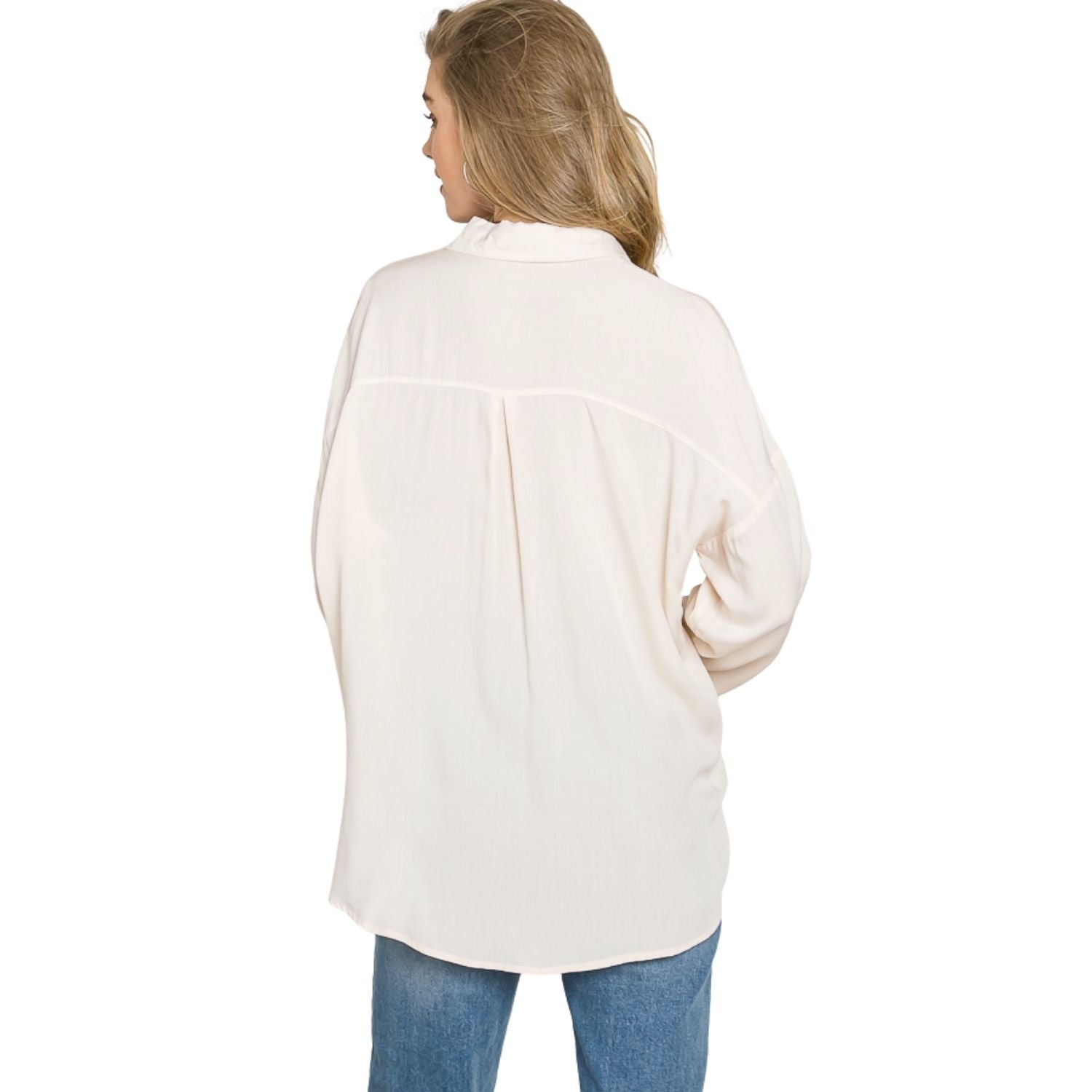 Be Cool Womens Boyfriend Satin Drop Shoulder Long Sleeve Shirt