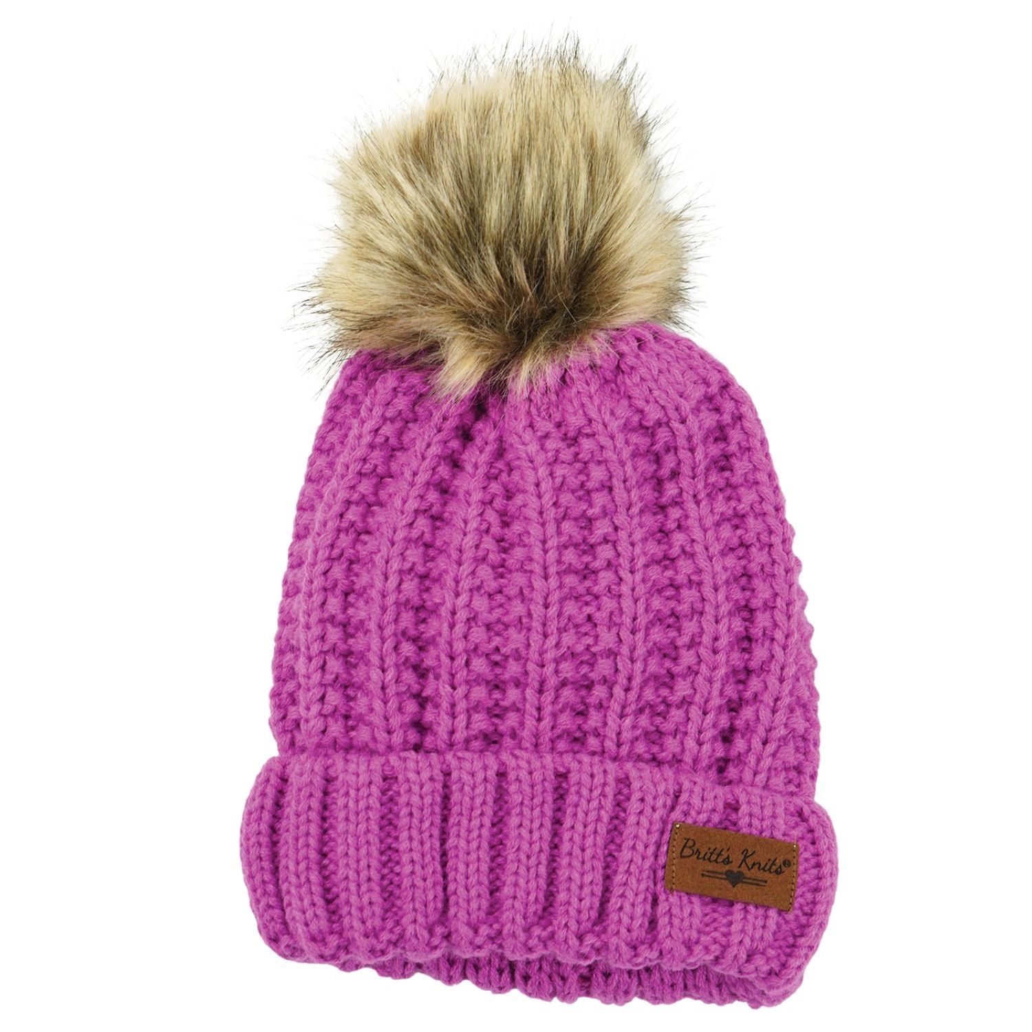 Britt's Knits Kids Bitties Plush Lined Knit Pom Hat