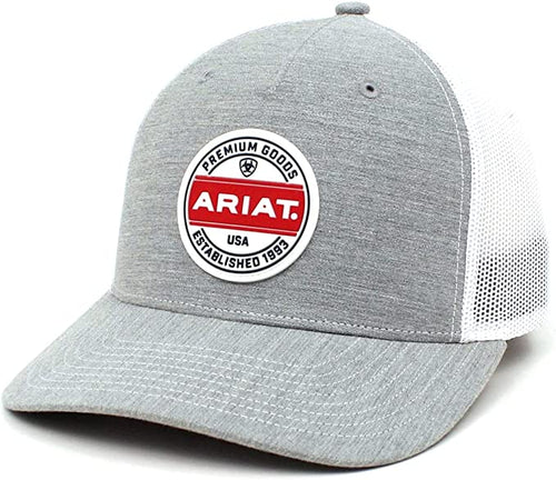 Ariat Mens Richardson 112 Rubber Patch Snapback Cap Hat (Grey/White)