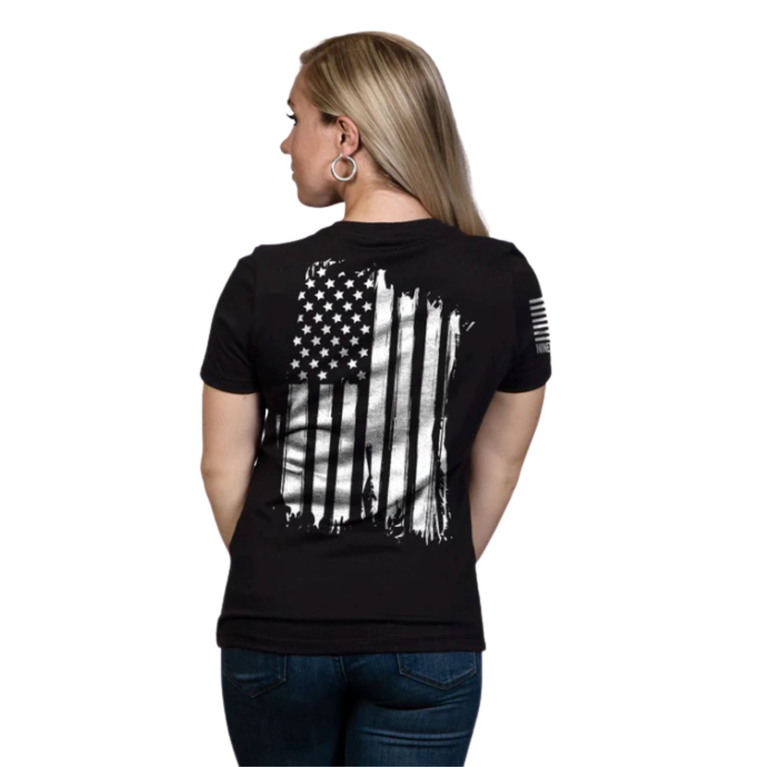 Nine Line Womens American Flag Relaxed Fit V-Neck Shirt