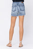 Judy Blue Womens Mid-Rise Denim Patch Distressed Shorts