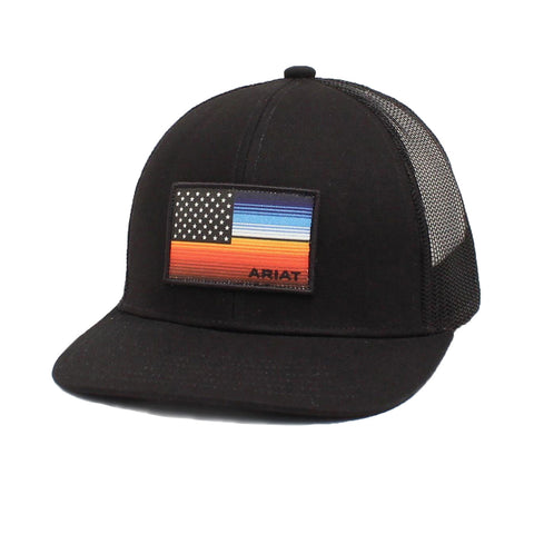 Ariat Mens Flag Patch Adjustable Snapback Cap Hat (Navy, One Size)