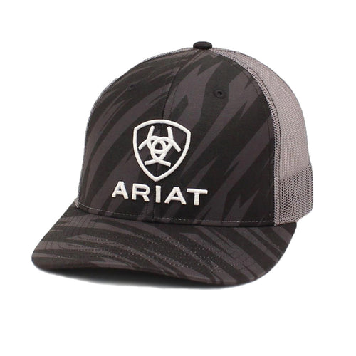 Ariat Mens Shield Logo Richardson 122 Zig Zag Baseball Cap(Black/Grey, One Size)