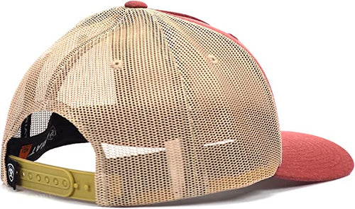 Ariat Mens Logo Patch Mesh Back Adjustable Snapback Cap Hat (Red/Tan)