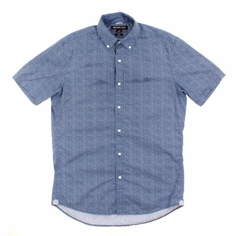 Michael Kors Mens Slim Fit Printed Button Down Shirt (Uniform, Small)