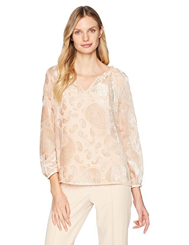Nanette Nanette Lepore Women's Ls Gathered Open NCK Top, Pale Gold, XS