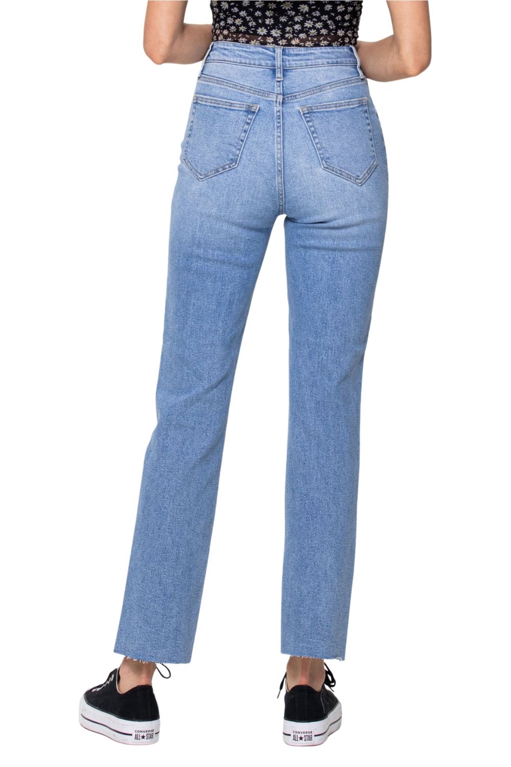 Shop Raw-hem denim straight jeans