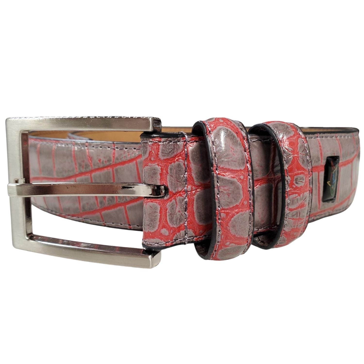Greg Norman Mens Two Toned Croc Print Belt