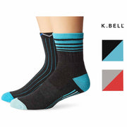 K. Bell Mens 2 Pack Variegated Stripe Hi Top Crew Sock