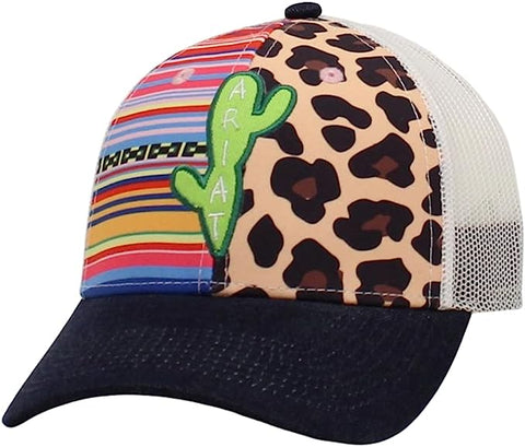 Ariat Womens Aztec Logo Snapback Cap Hat (Grey/Turquoise/Coral)