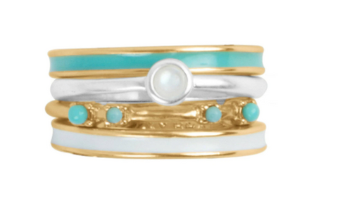 Lucky Brand Faux Turquoise Stack Rings Set Of Four, Size 7