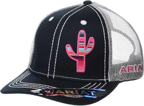 Ariat Womens Logo Adjustable Meshback Snapback Hat (Grey/White/Pink, One Size)