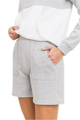 Mono B Womens Essential Mid-Thigh Shorts, Heather Grey