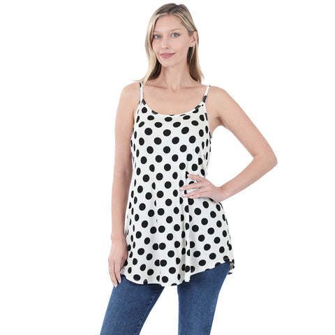 Zenana Womens Polka Dot Spaghetti Strap Cami Tank