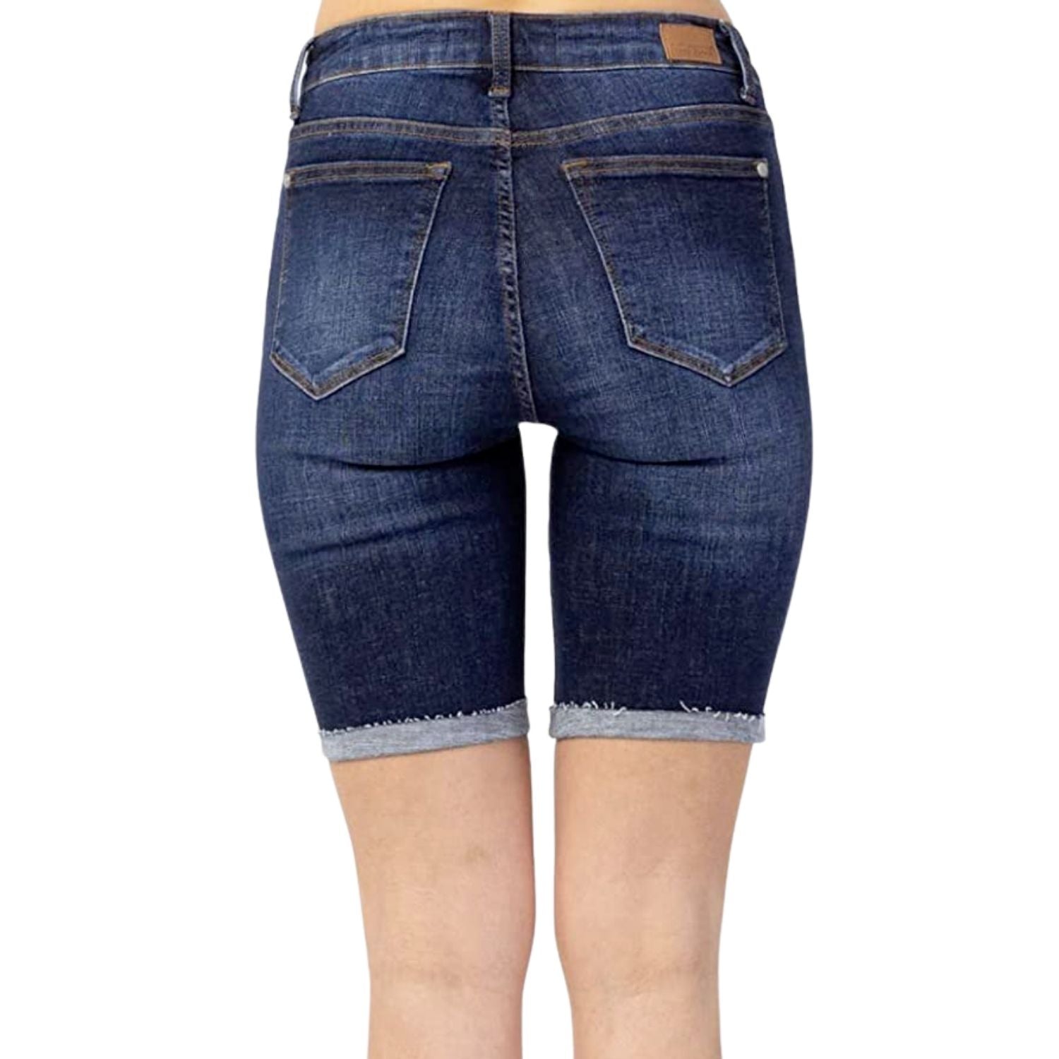 Judy Blue Womens Destroyed Patch Cutoff Bermuda Shorts