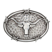 Ariat Mens Oval Steer Head Motif Silver Belt Buckle