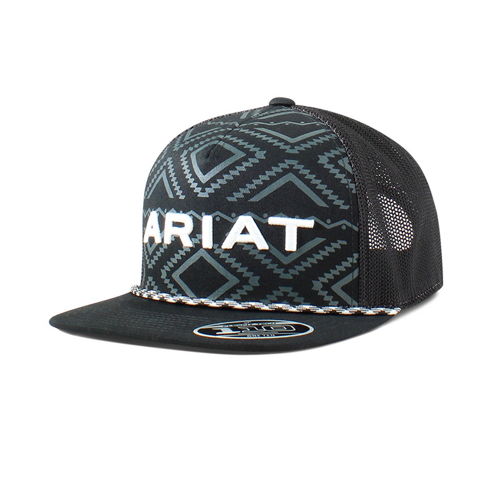 Ariat Mens Flexfit Tech Aztec Rope Flat Bill Snapback Hat