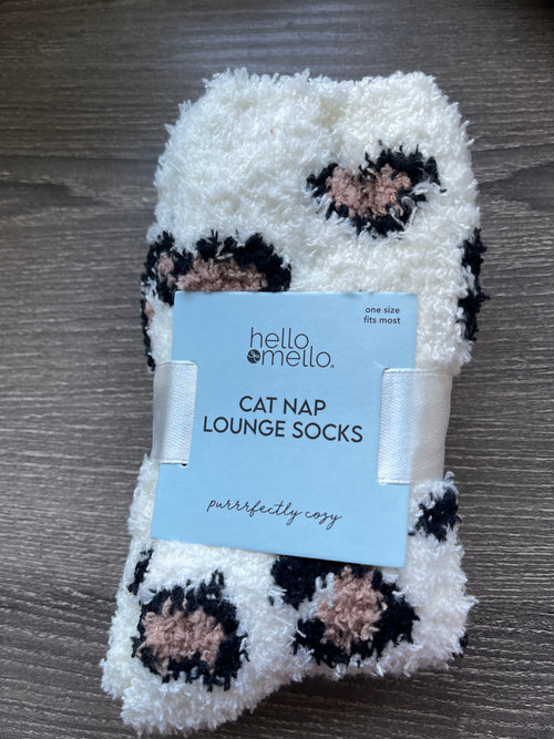 Hello Mello Cat Nap Lounge Socks, Purrrfectly Cozy