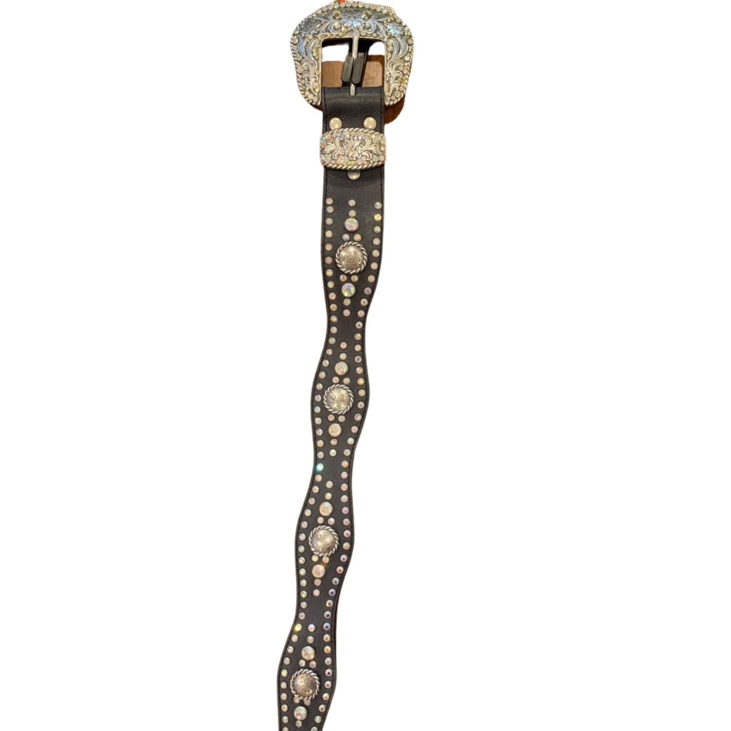 Nocona Womens Black Rhinestone Belt- Small