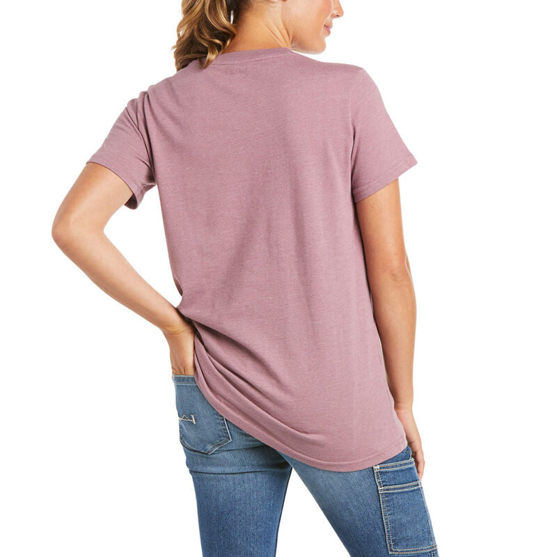 Ariat Womens Rebar Cotton Strong Bolt Short Sleeve Tee-Shirt,Grape Shake Heather