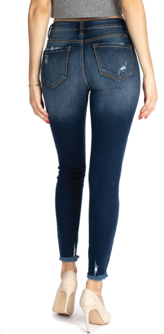 Kancan Womens Gemma High Rise Ankle Skinny Denim Jeans