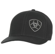 Ariat Mens Black with Grey Embroidered Logo Mesh Snap Back Cap