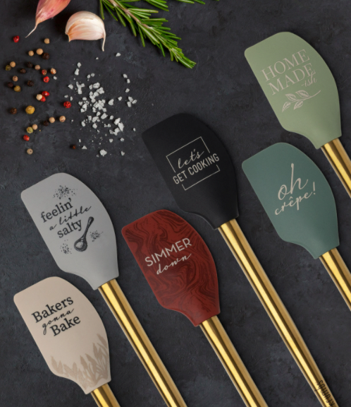 Krumbs Kitchen Elements Collection Silicone Spatula, with Gold Metal Handle