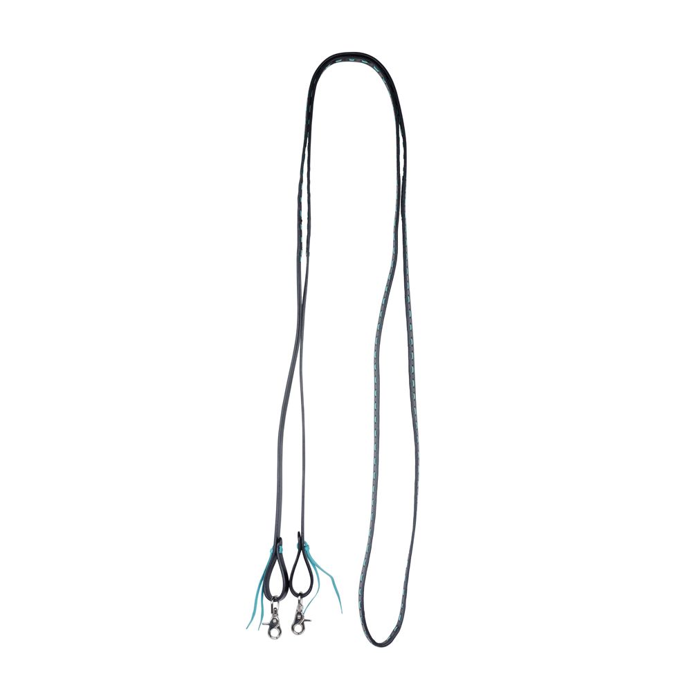 Myra Bag Leather Simple Hold On Reins, Black/Turquoise