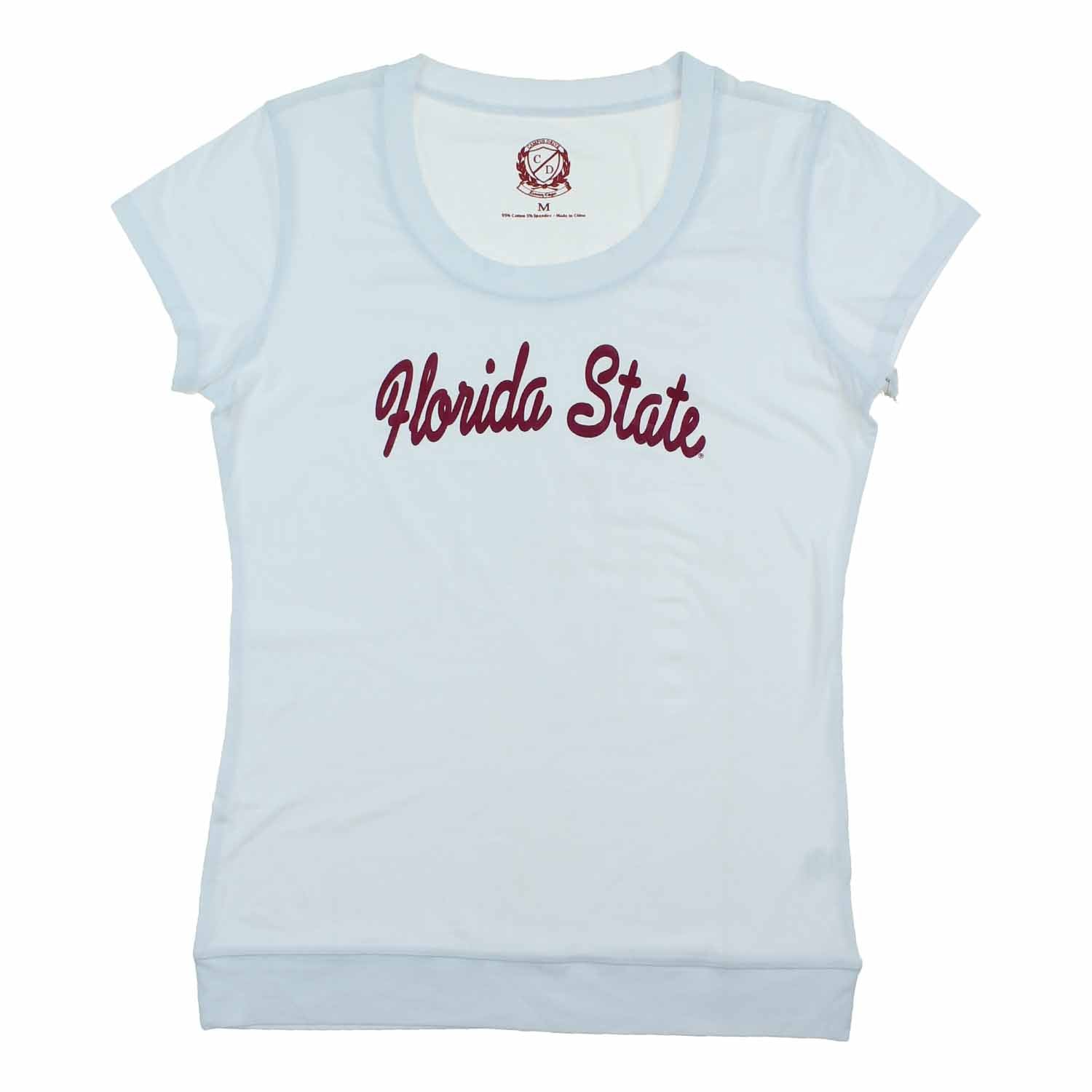 Campus Drive Women's Florida State SS T-Shirt (White, Medium)