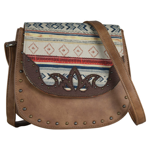 Justin Womens Crossbody Western Saddlebag Purse, Aztec Tonal