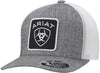 Ariat Mens Shield Patch Logo Mesh Adjustable Snapback Cap Hat (Grey/White)