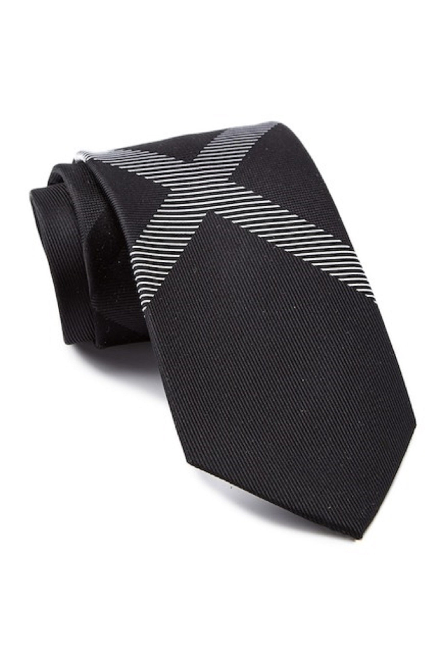 Kenneth Cole Reaction Silk Cross Panel Tie (Black)