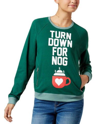 Mighty Fine DOE Juniors' Turn Down For Nog Raglan Sweatshirt