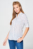 DNA Couture Womens Button Down Striped Blouse