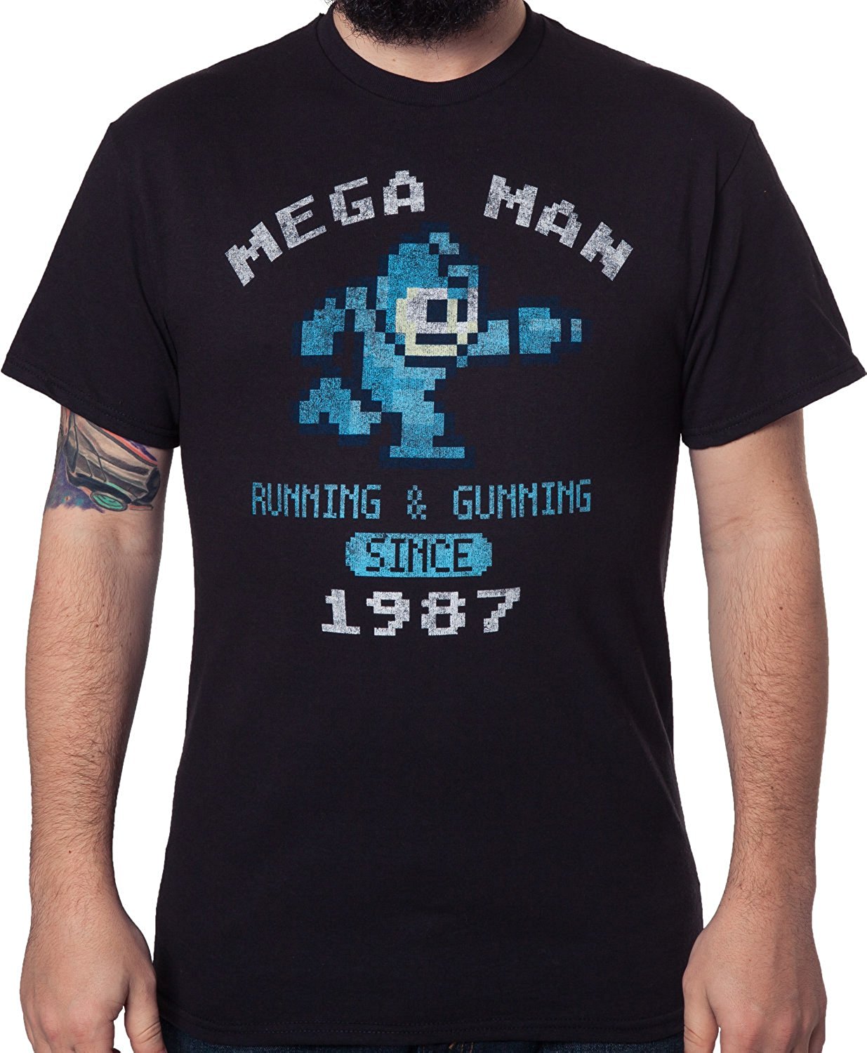 Mens Pixelated Mega Man Short Sleeve Graphic T-Shirt