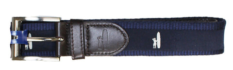 Johnnie-O Mens Shoreline Canvas Ribbon Stitched Leather Belt