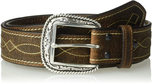 Ariat Mens Wave and Diamond Center Boot Stitch Leather Belt