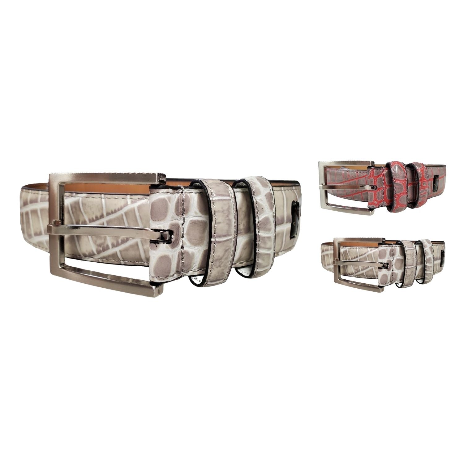 Greg Norman Mens Two Toned Croc Print Belt