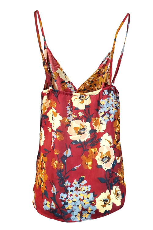 Umgee Womens Twist Front Floral Print Sleeveless Top